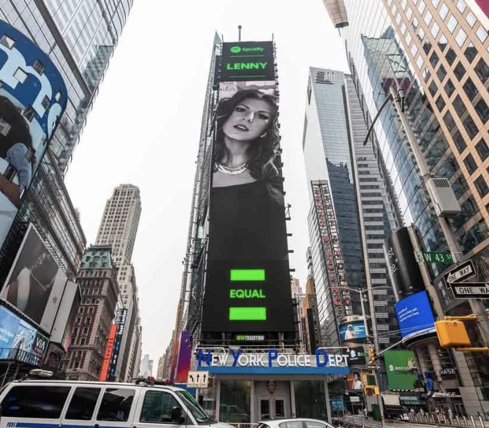Lenny on a Times Square billboard
