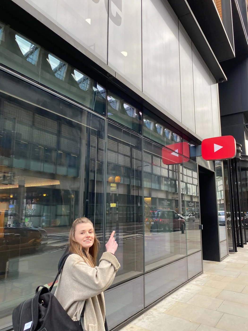 Maddy outside the YouTube offices